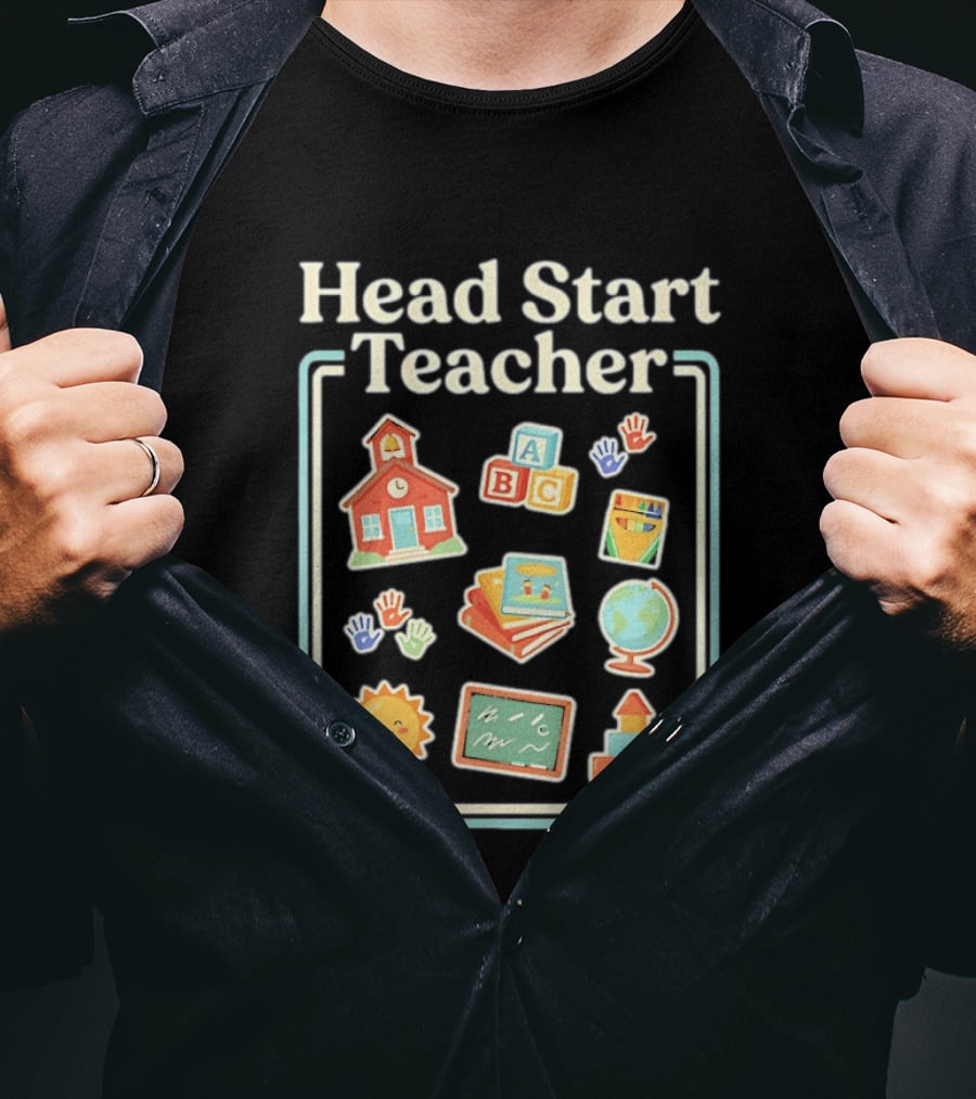 Head Start Teacher ABC Classroom Learning Sun Globe School Building Blocks T-Shirt