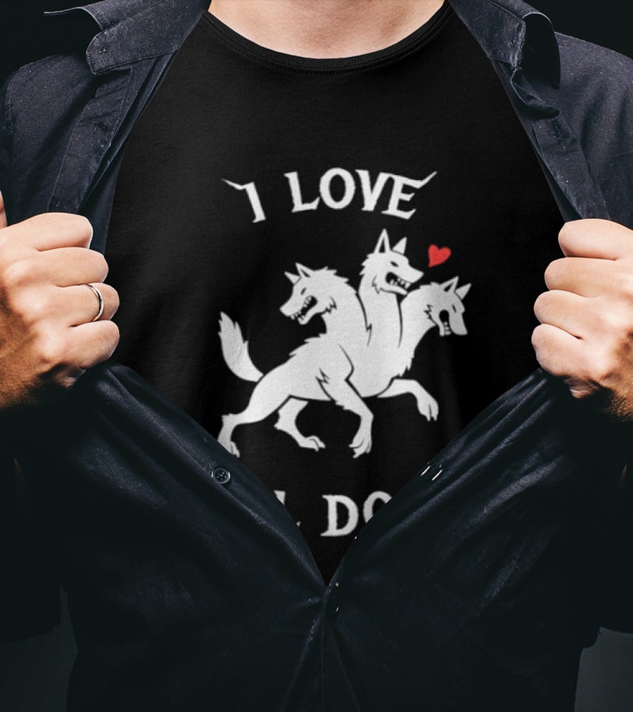 I Love All Dogs Cerberus Three Headed Mythical Canine T-Shirt