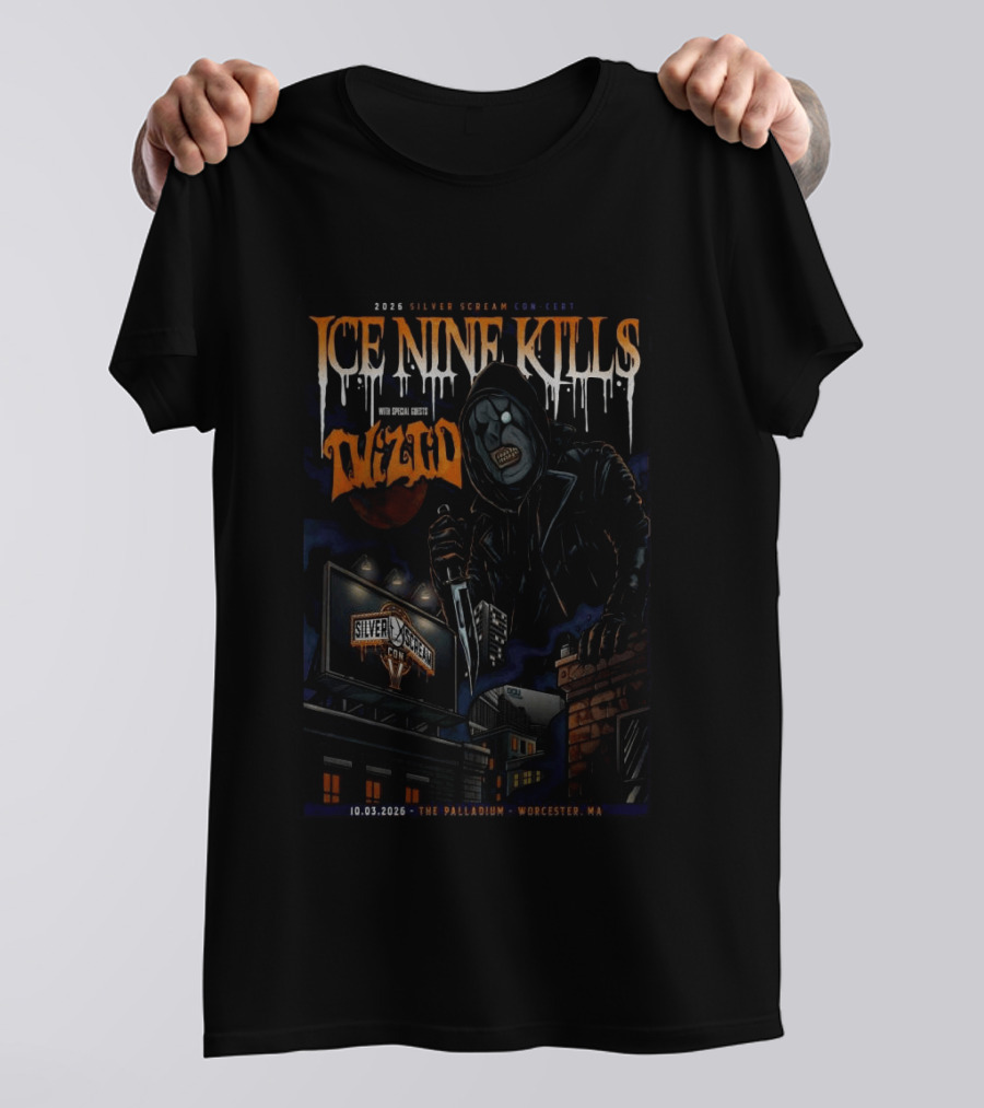 2025 Silver Scream Con Ice Nine Kills With Special Guests Wzrd The Palladium Worcester MA 10.03.2026 T-Shirt