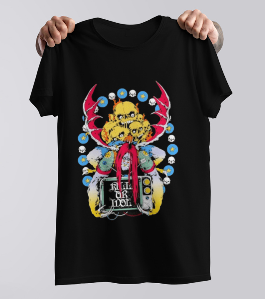 Kill Or Idol Skulls Television Gothic Antlers Stars T-Shirt