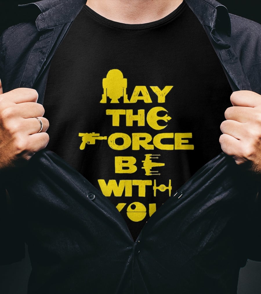 Star Wars May The Force Be With You Droid And Spaceship T-Shirt