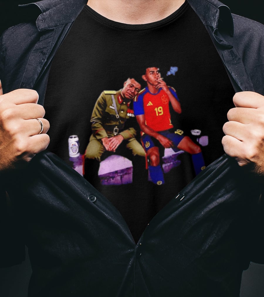 Mbappe And Yamal Drink Beer And Smoking 2026 Meme With Soccer Jerseys T-Shirt