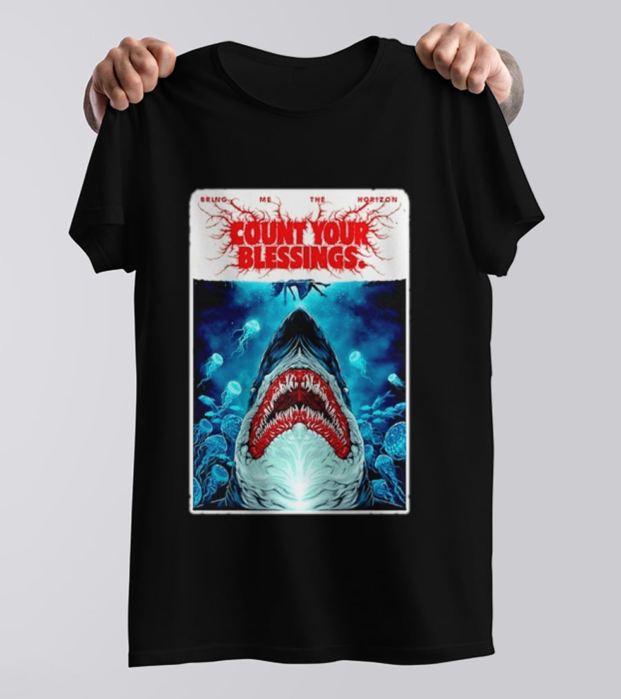 Bring Me The Horizon Count Your Blessings Shark And Jellyfish Ocean Scene T-Shirt