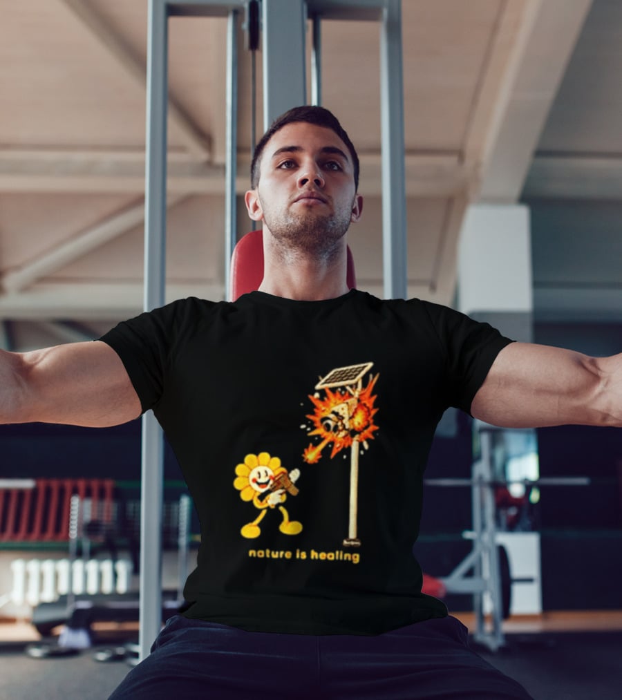 Nature Is Healing Flower Shooting Solar Security Camera Explosion T-Shirt