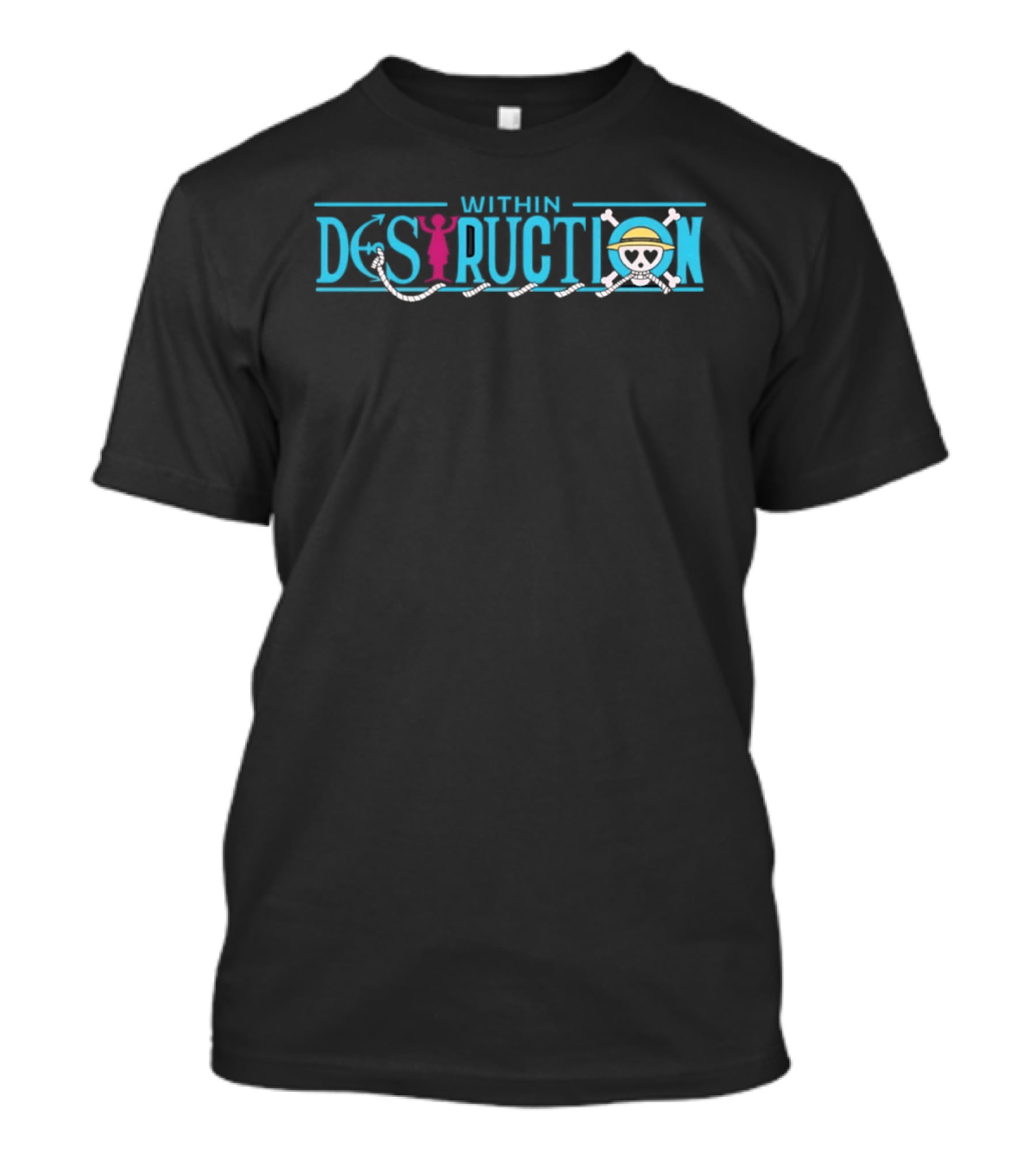 One Piece Within Destruction Straw Hat Skull Crossbones T-Shirt