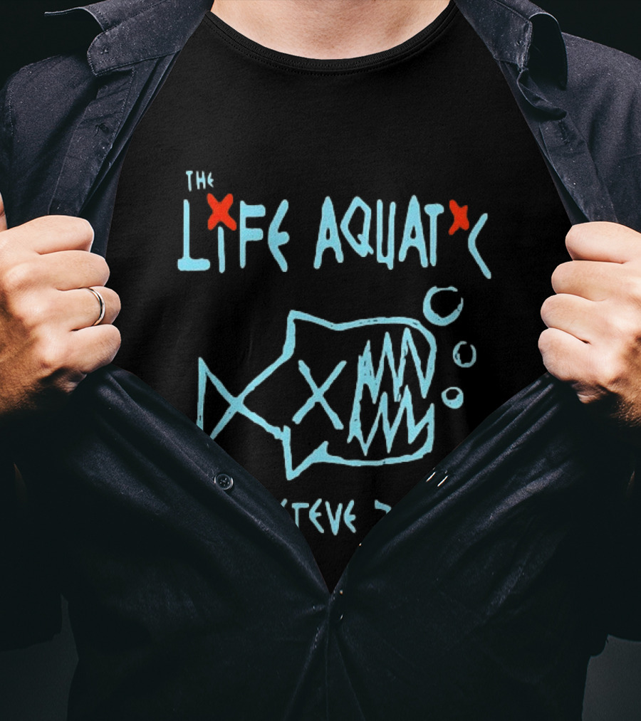 The Life Aquatic Wes Anderson Film Steve Zissou Art Shark Drawing T-Shirt