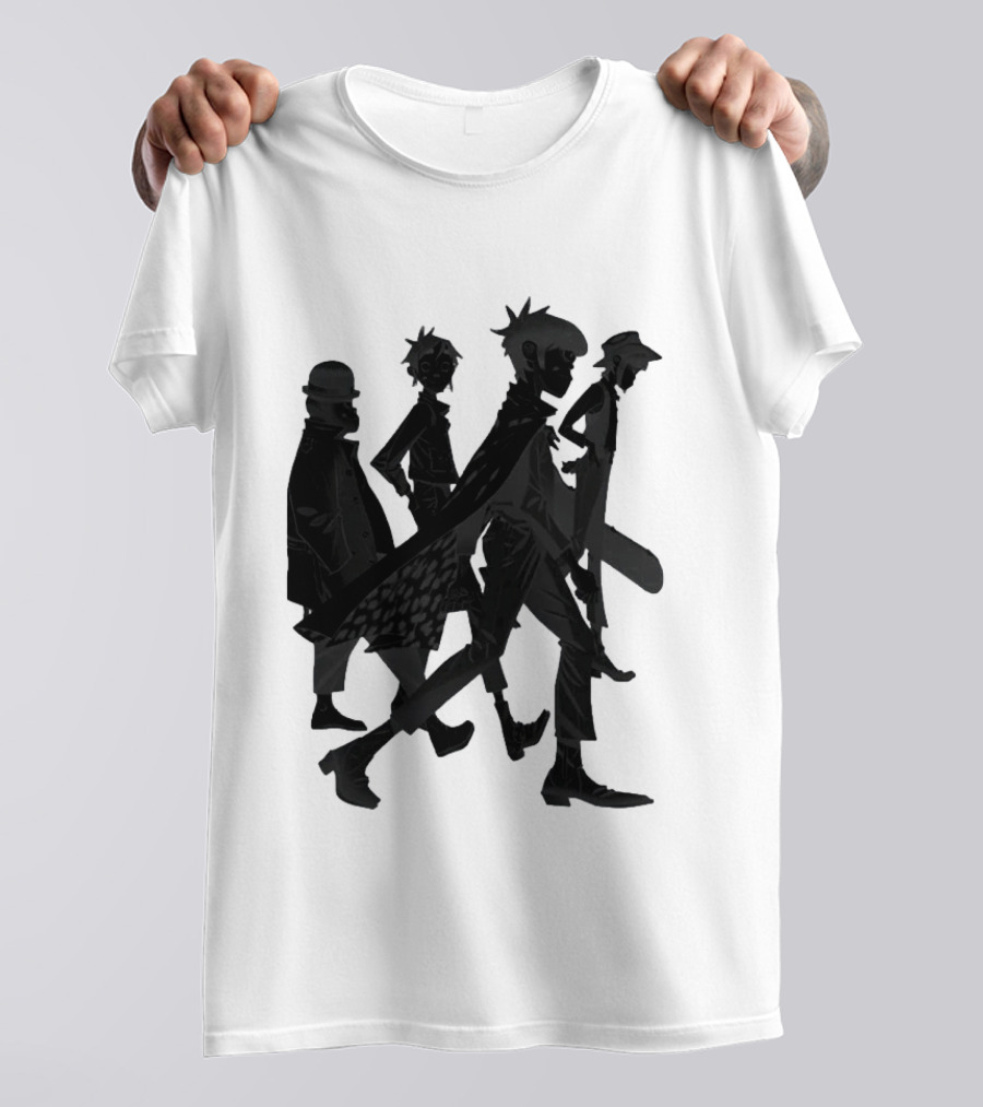 Gorillaz Band Members Silhouettes Dark Shadows Walking T-Shirt