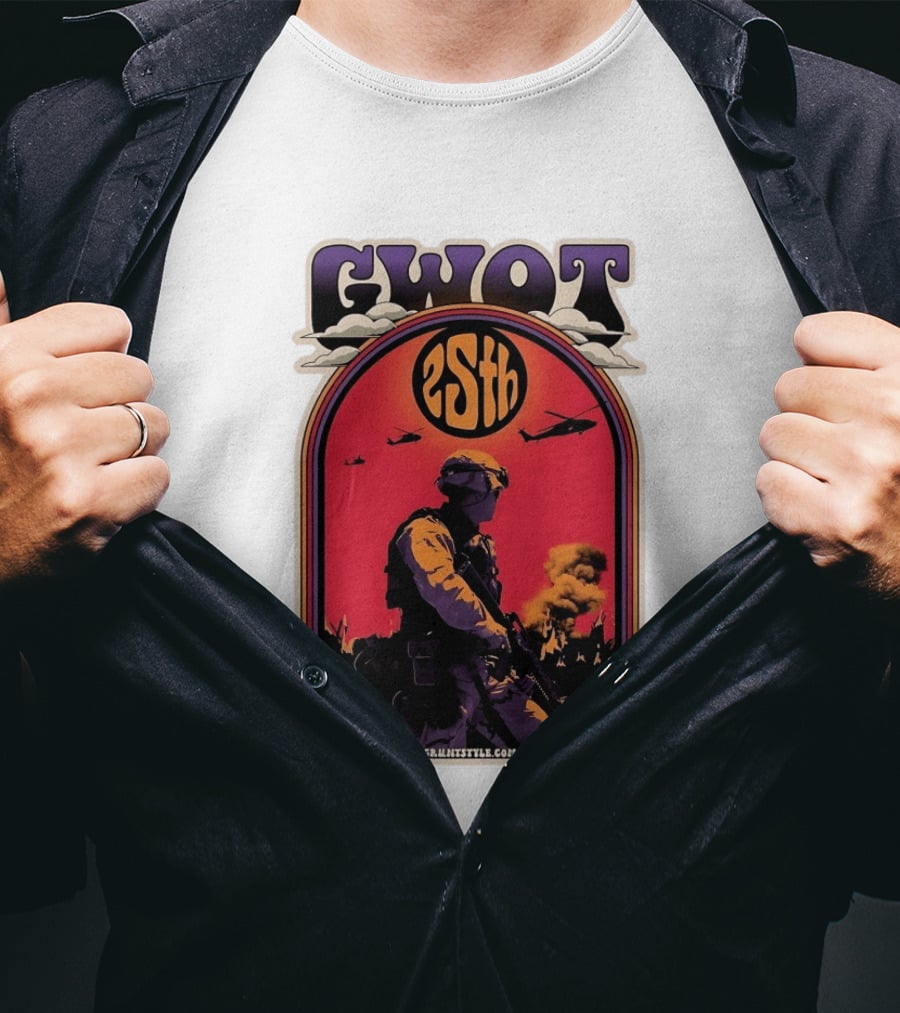 GWOT 25th Anniversary Soldier Helicopters Gruntstyle.com T-Shirt
