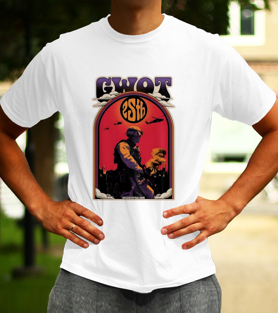 GWOT 25th Anniversary Soldier Helicopters Gruntstyle.com T-Shirt