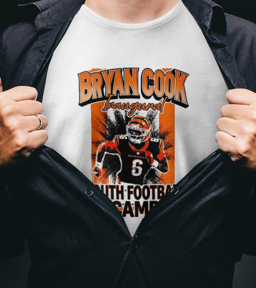 Bryan Cook Inaugural Youth Football Camp Cincinnati Bengals Player Number 6 T-Shirt