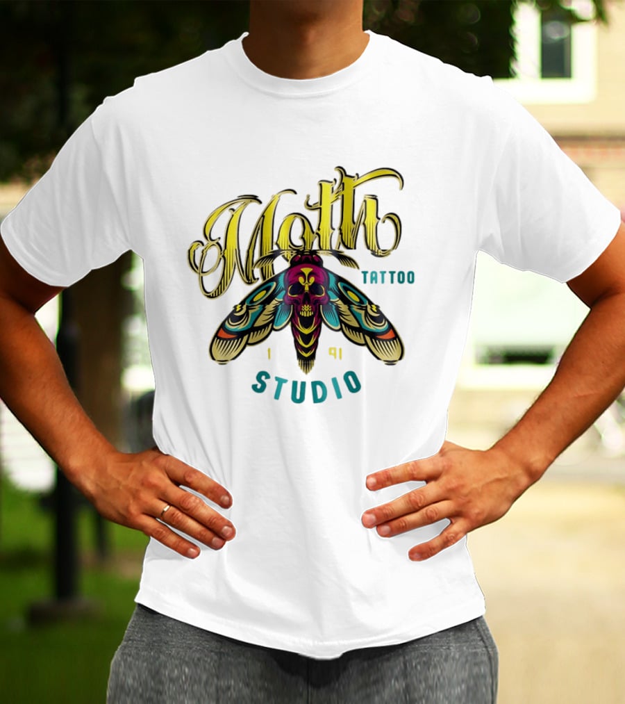 Moth Tattoo Studio 1991 Skull Moth Gothic T-Shirt