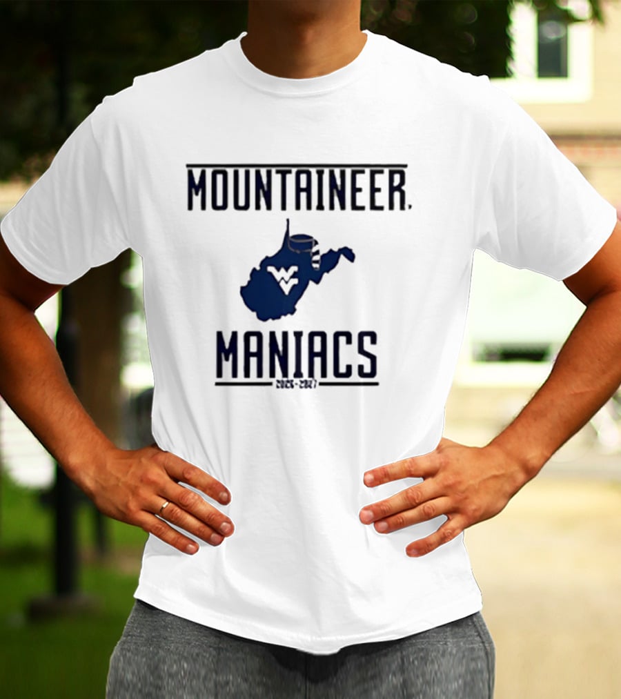 Mountaineer Maniacs West Virginia State Outline 2026 2027 T-Shirt