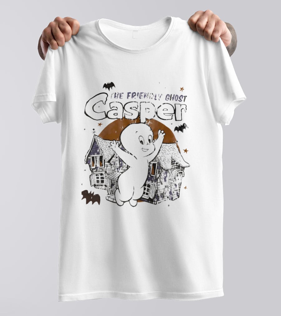 Casper The Friendly Ghost Haunted House Halloween Bats T-Shirt