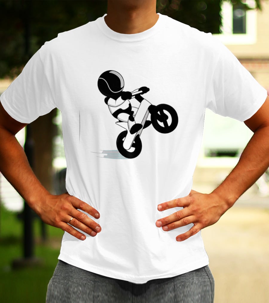 Stick Figure Biker Wheelie Adventure T-Shirt