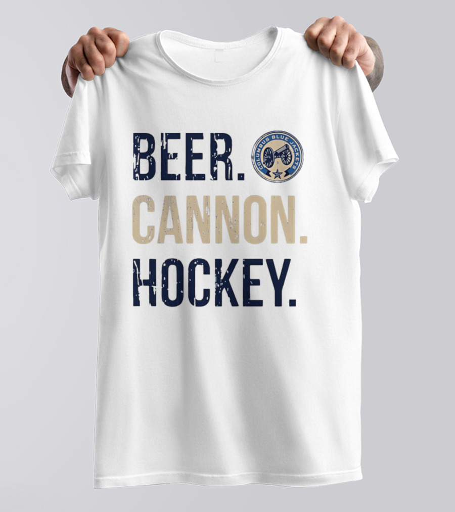 Columbus Blue Jackets Beer Cannon Hockey Team Spirit T-Shirt