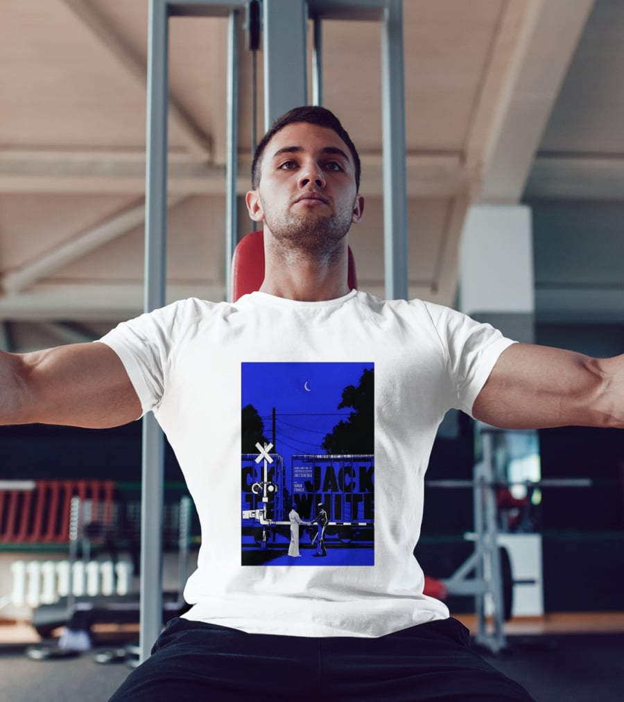Jack White Rough Francis Essex Junction VT July 15 2026 Train Crossing Night Scene Moon T-Shirt