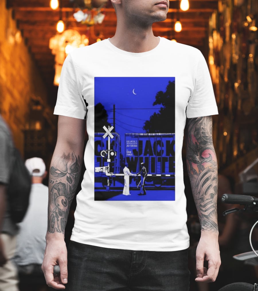 Jack White Rough Francis Essex Junction VT July 15 2026 Train Crossing Night Scene Moon T-Shirt