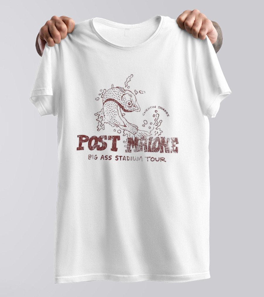 Post Malone Big Ass Stadium Tour Cheatin Snakes Distressed T-Shirt