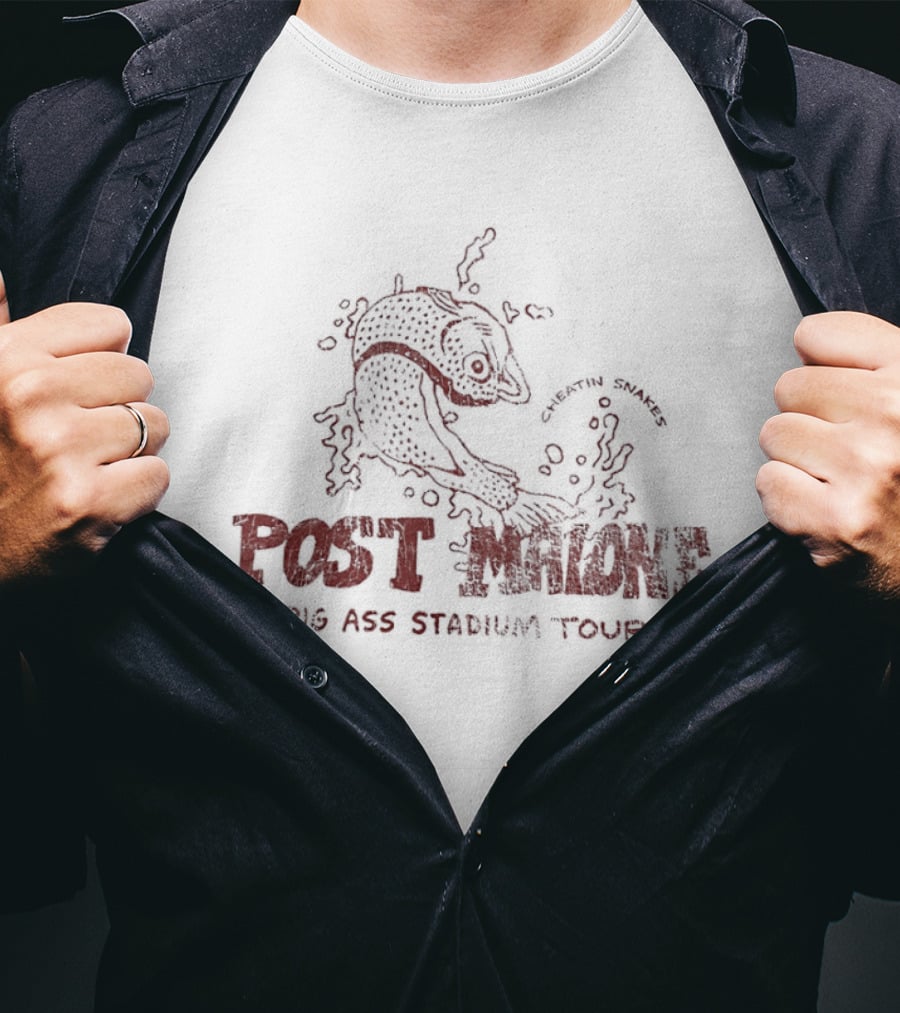Post Malone Big Ass Stadium Tour Cheatin Snakes Distressed T-Shirt