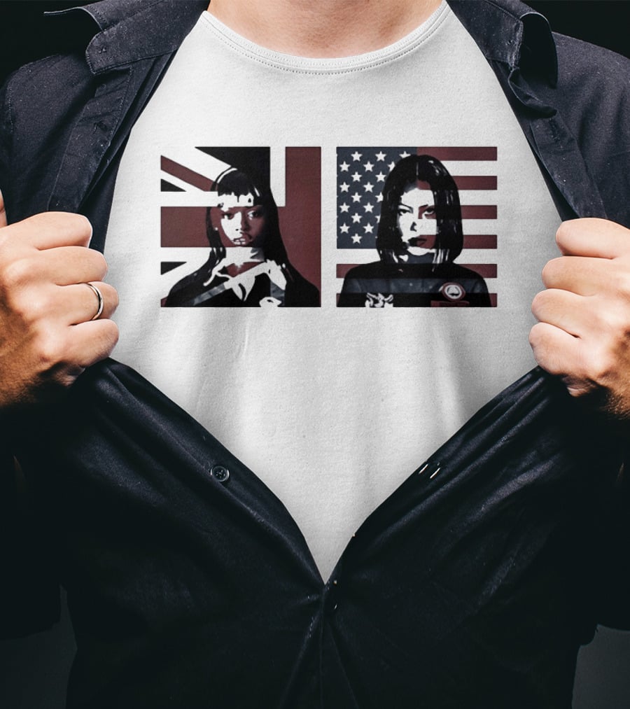 Jorja Smith And Taraji P Henson British And American Flag Portraits T-Shirt