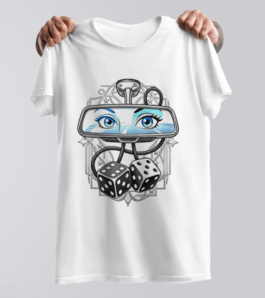 Rearview Mirror Eyes And Hanging Dice Car Accessories T-Shirt