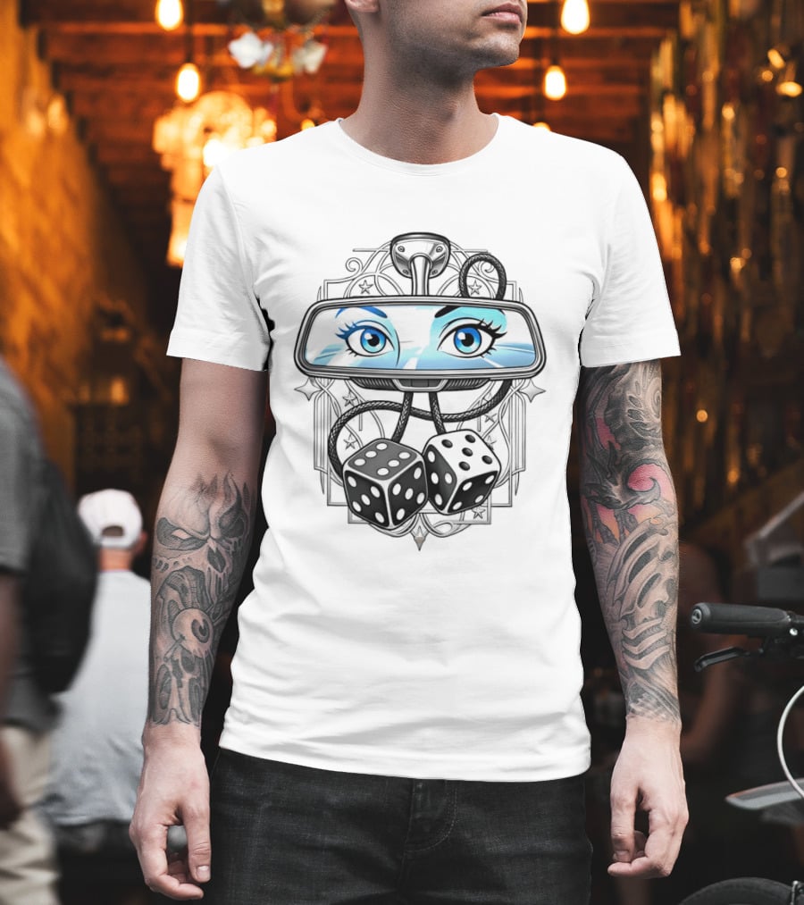 Rearview Mirror Eyes And Hanging Dice Car Accessories T-Shirt