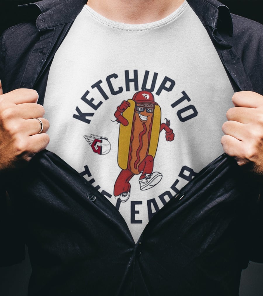 Ketchup To The Leader Hot Dog Baseball Funny Cool Running T-Shirt