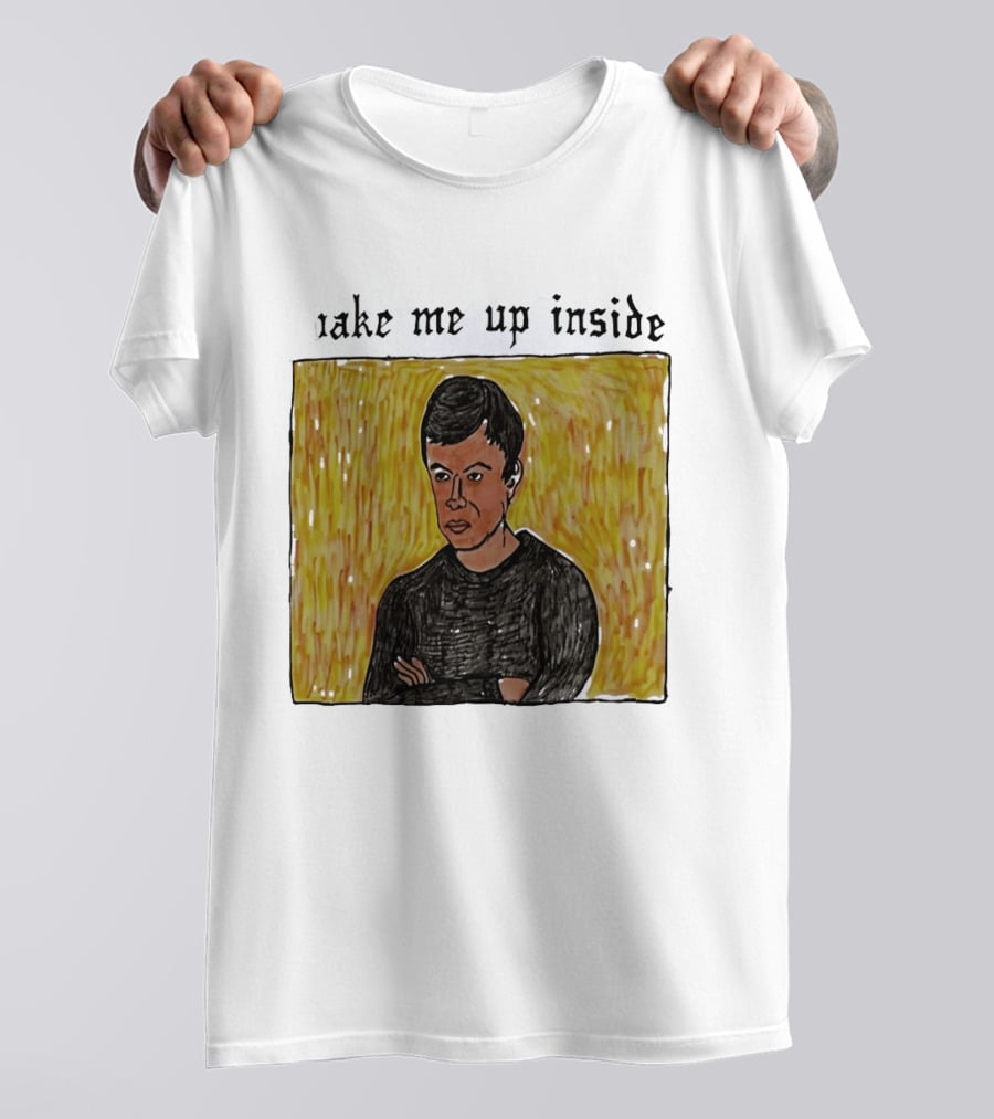The Rehearsal 2 Wake Me Up Inside Meme Illustration With Contemplative Character On Yellow T-Shirt
