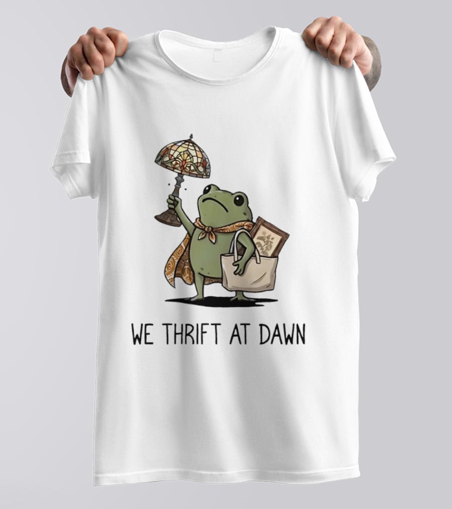 We Thrift At Dawn Frog With Vintage Lamp And T-Shirt