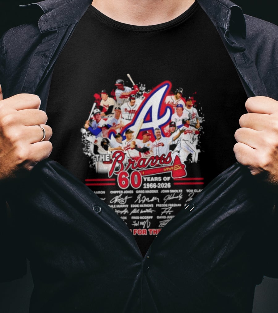 Atlanta Braves 60 Years 1966 2026 Collage Team Thank You For The Memories Autographed T-Shirt