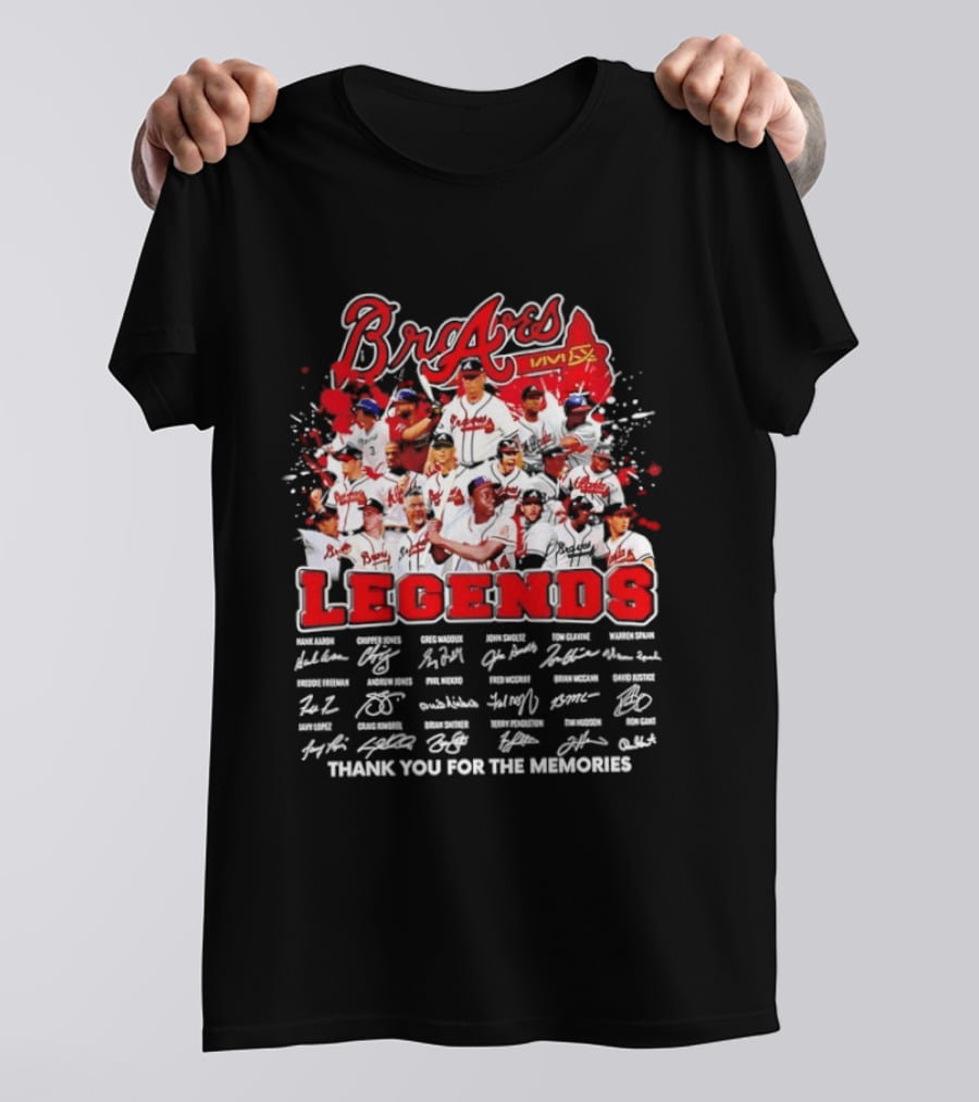 Braves Legends Thank You For The Memories Signatures Collage T-Shirt