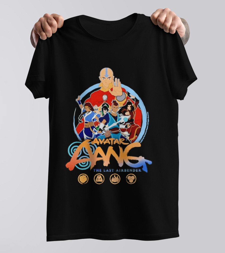 Avatar Aang The Last Airbender Team Elements Katara Toph Sokka Zuko Iroh Momo Appa T-Shirt
