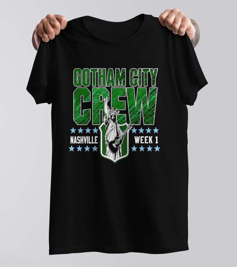 Gotham City Crew Nashville Week 1 Statue Of Liberty Guitar T-Shirt