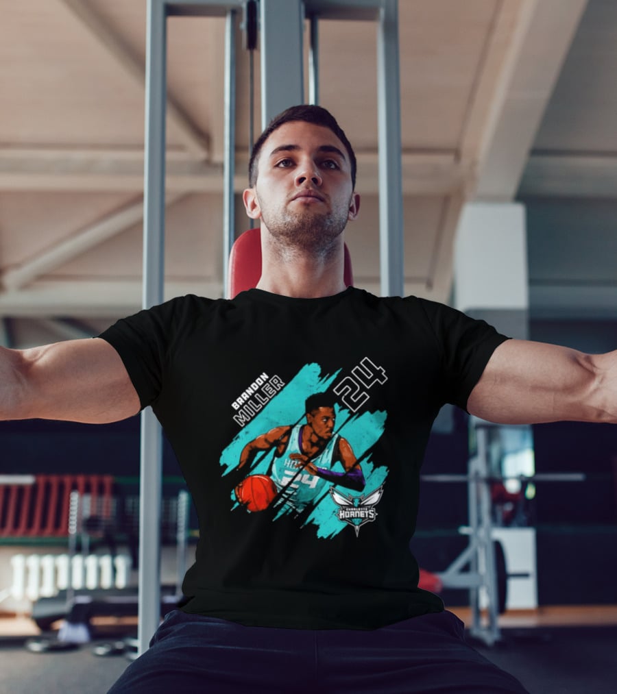 Brandon Miller 24 Charlotte Hornets Basketball Stripes T-Shirt