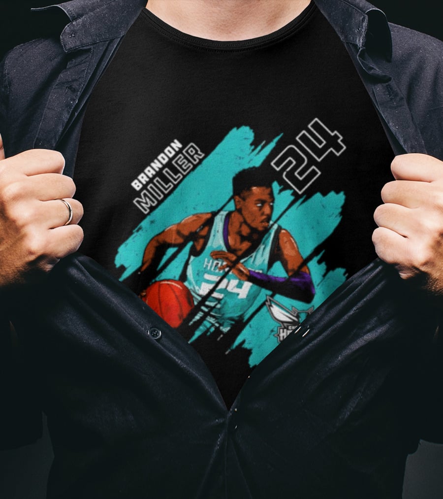 Brandon Miller 24 Charlotte Hornets Basketball Stripes T-Shirt