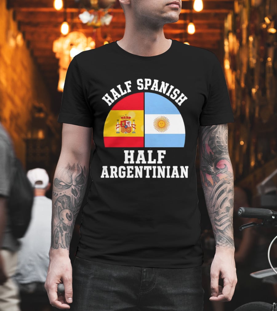 Half Spanish Half Argentinian Flags T-Shirt