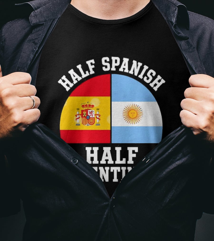 Half Spanish Half Argentinian Flags T-Shirt