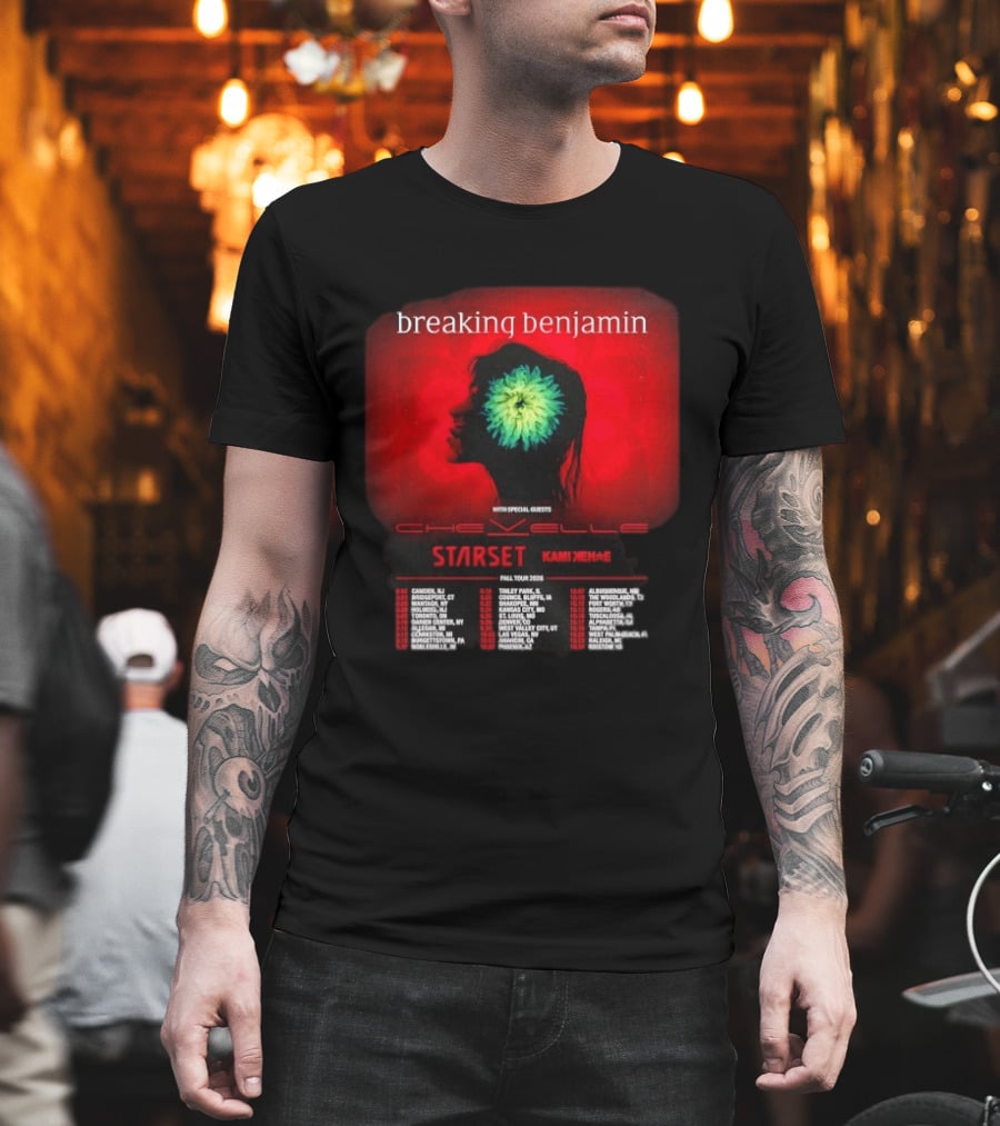 Breaking Benjamin Chevelle Starset Kami Kehe Fall Tour 2026 Dates And Locations T-Shirt