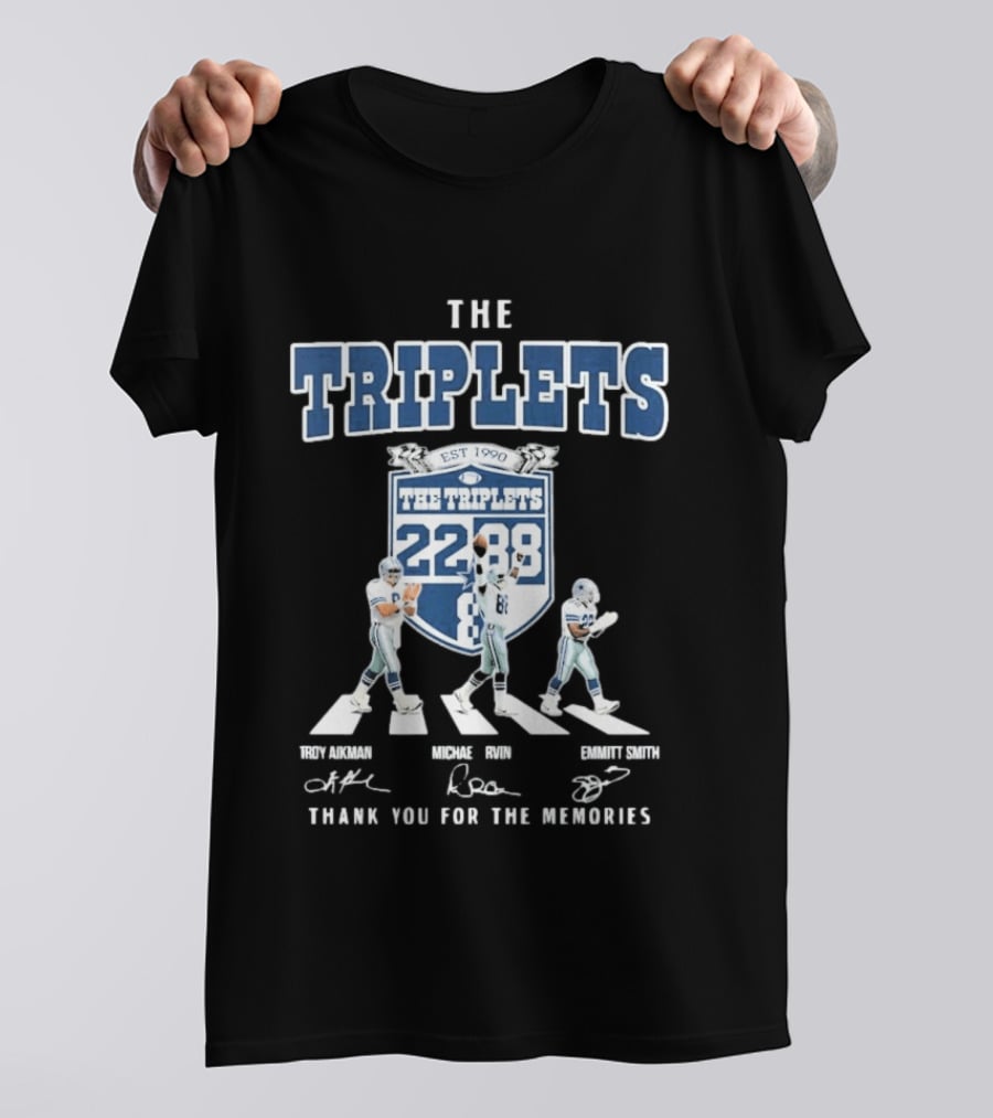 Dallas Cowboys The Triplets 22 88 Thank You For The Memories Signatures T-Shirt