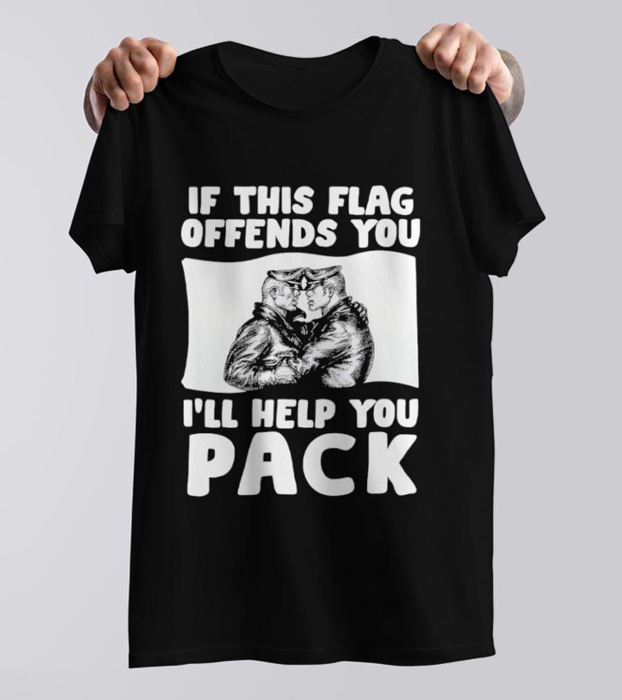 If This Flag Offends You I'll Help You Pack Leather Pride Bulldog T-Shirt