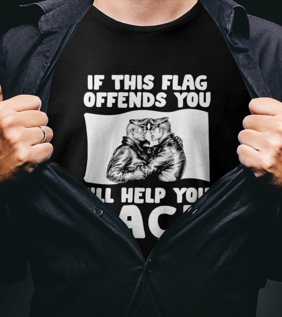 If This Flag Offends You I'll Help You Pack Leather Pride Bulldog T-Shirt