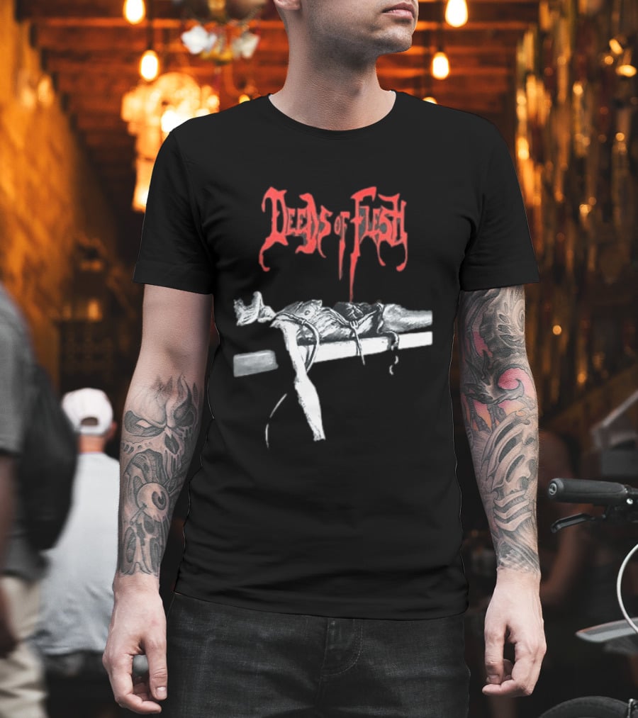 Deeds Of Flesh Trading Pieces The Mortician Stands Over The Body Mind Altered Two Sided T-Shirt