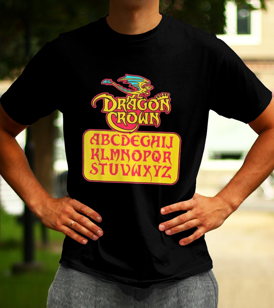 Dragon Crown Alphabet With Colorful Dragon Art And Bold Letters T-Shirt
