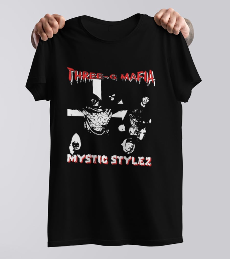 Three 6 Mafia Mystic Stylez Back Against The Wall Two Sided T-Shirt