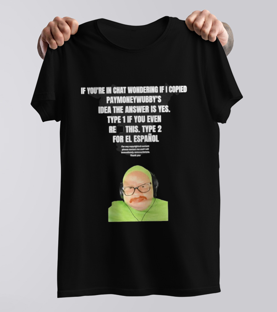 Vincent Cyr If You're In Chat Wondering If I Copied Paymoneywubby Type 1 Type 2 T-Shirt