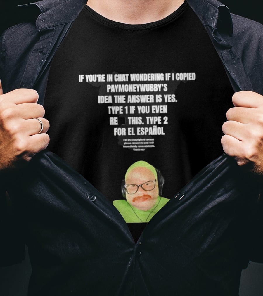 Vincent Cyr If You're In Chat Wondering If I Copied Paymoneywubby Type 1 Type 2 T-Shirt