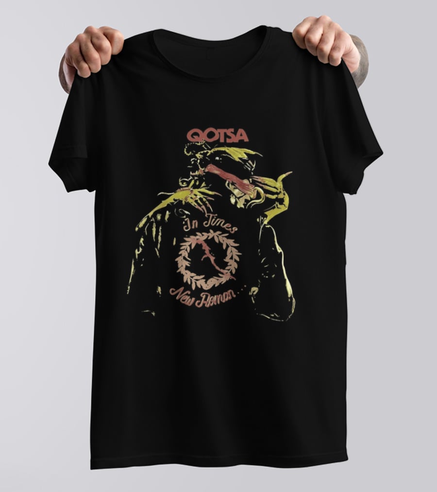QOTSA In Times New Roman Band Circular Hand Pointer T-Shirt