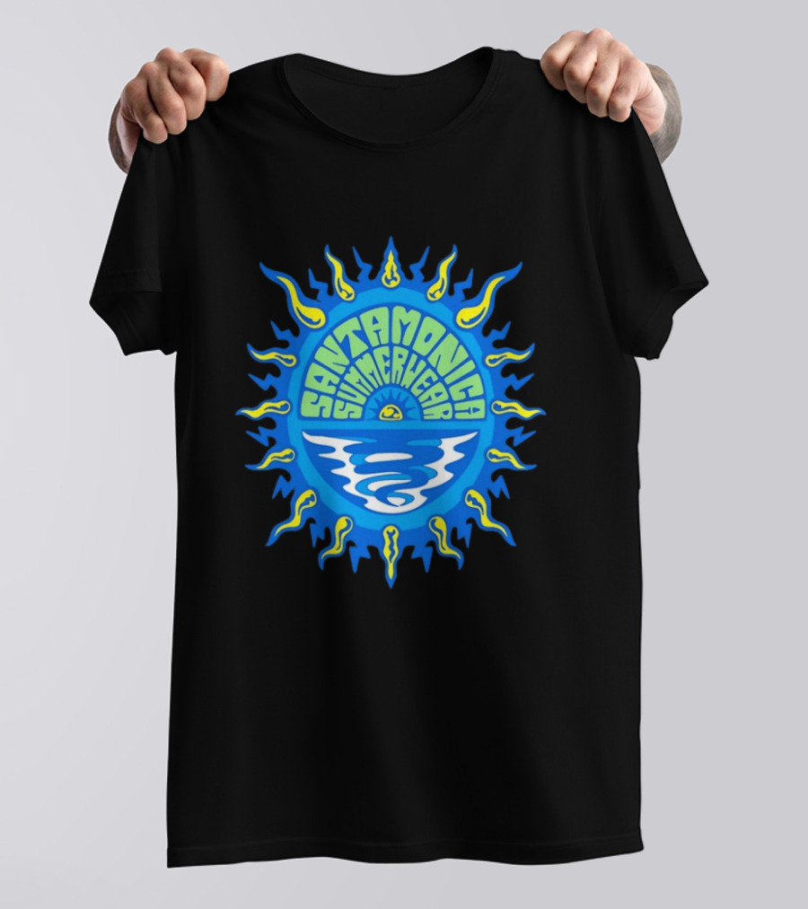 Santa Monica Summerwear Sun And Ocean Beach Radiant Waves T-Shirt
