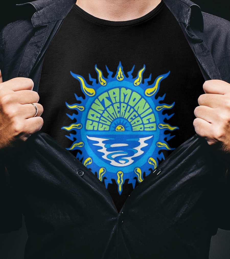 Santa Monica Summerwear Sun And Ocean Beach Radiant Waves T-Shirt