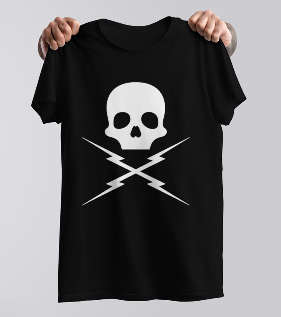 Skull Crossed Lightning Bolts Edgy T-Shirt